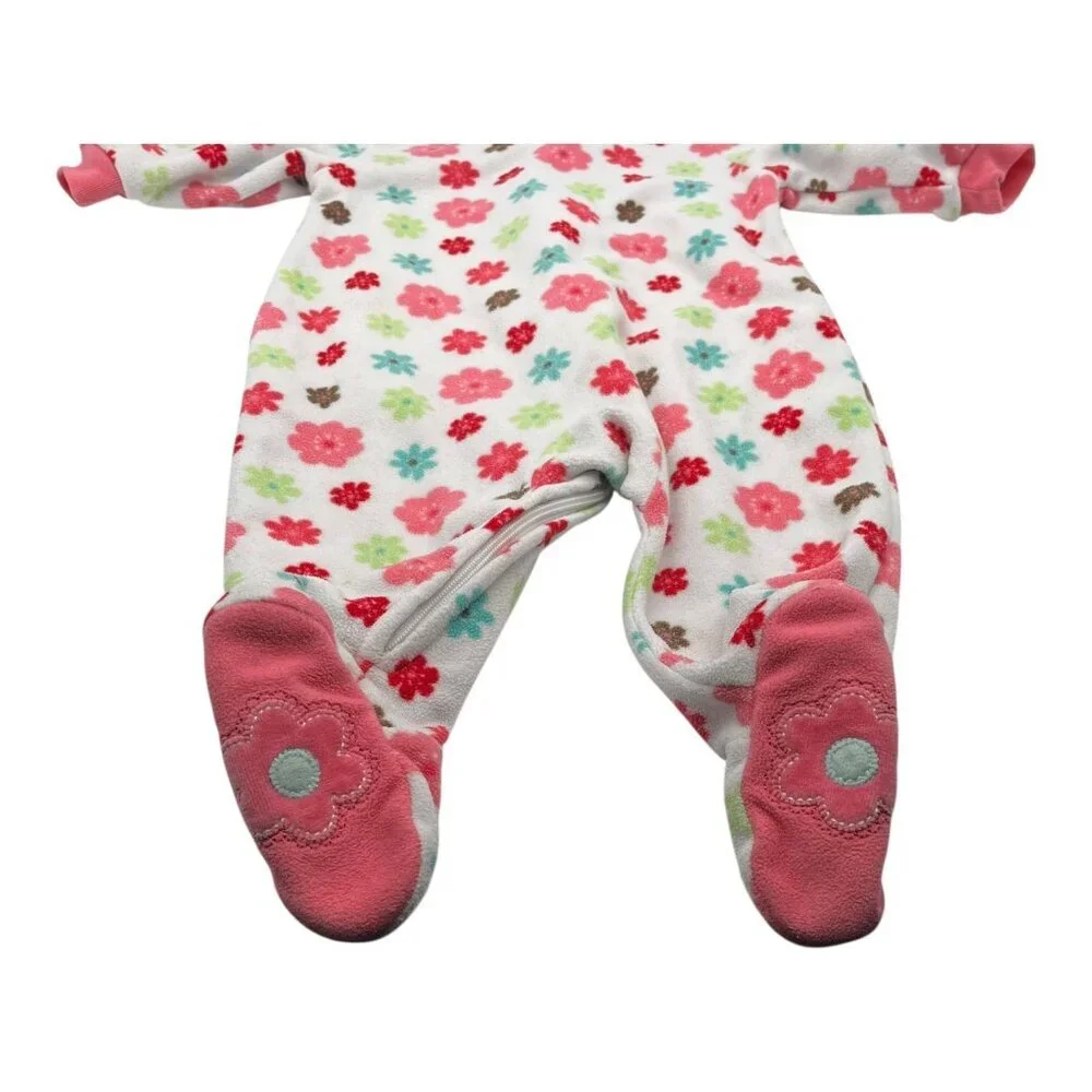 Carter's Footed Pajamas Girls 6 Months One Piece Floral Design Pink Accents